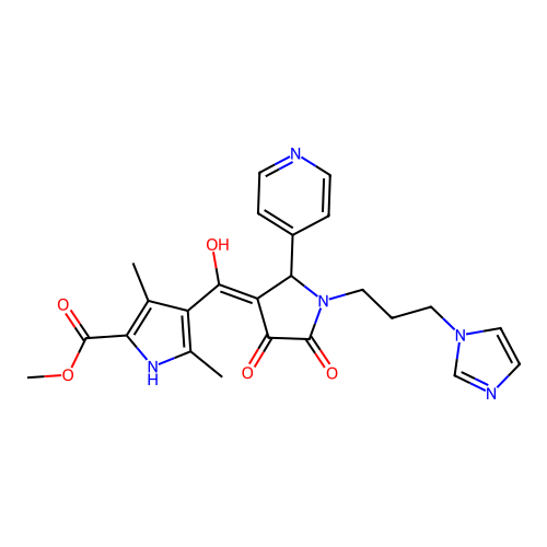 methyl 4-[hydroxy-[1-(3-imidazol-1-ylpropyl)-4,5-dioxo-2-pyridin-4-ylpyrrolidin-3-ylidene]methyl]-3,5-dimethyl-1H-pyrrole-2-carboxylate structure