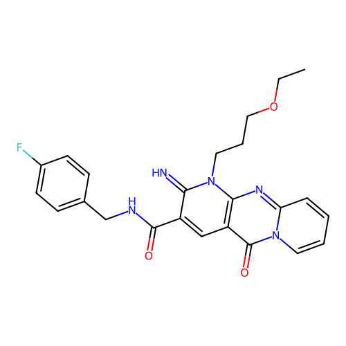 1-(3-ethoxypropyl)-N-(4-fluorobenzyl)-2-imino-5-oxo-1,5-dihydro-2H-dipyrido[1,2-a:2',3'-d]pyrimidine-3-carboxamide structure