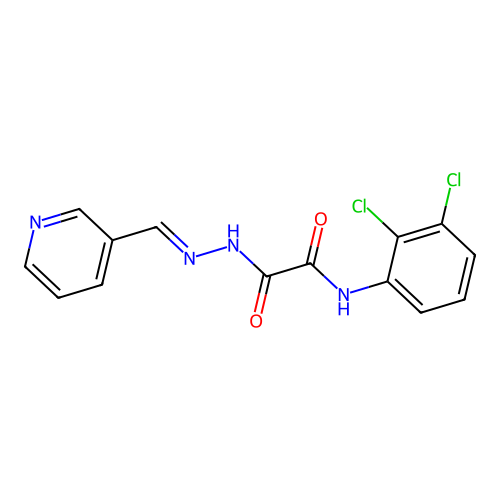 N-(2,3-dichlorophenyl)-N'-[(E)-pyridin-3-ylmethylideneamino]oxamide structure