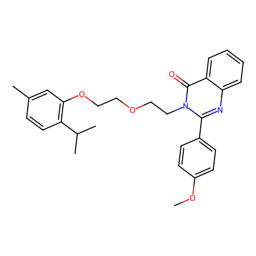2-(4-methoxyphenyl)-3-[2-[2-(5-methyl-2-propan-2-yl-phenoxy)ethoxy]ethyl]quinazolin-4-one structure