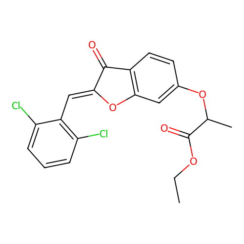 (Z)-ethyl 2-((2-(2,6-dichlorobenzylidene)-3-oxo-2,3-dihydrobenzofuran-6-yl)oxy)propanoate structure