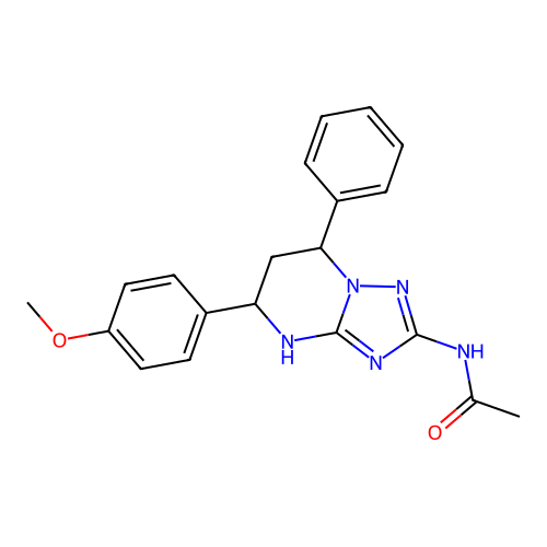 N-(5-(4-methoxyphenyl)-7-phenyl-4,5,6,7-tetrahydro-[1,2,4]triazolo[1,5-a]pyrimidin-2-yl)acetamide structure