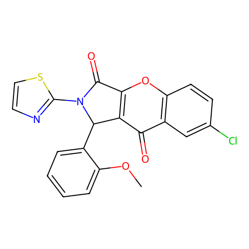 7-chloro-1-(2-methoxyphenyl)-2-(1,3-thiazol-2-yl)-1H-chromeno[2,3-c]pyrrole-3,9-dione structure