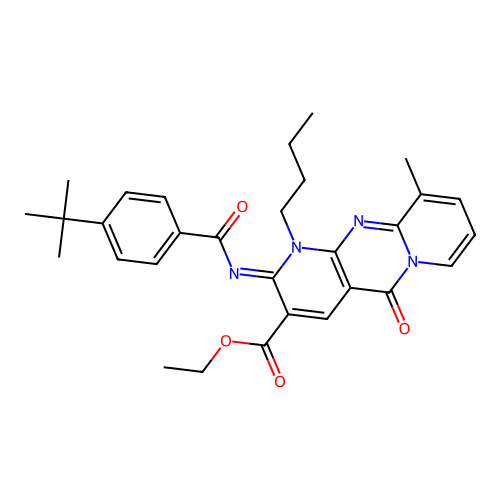 (Z)-ethyl 1-butyl-2-((4-(tert-butyl)benzoyl)imino)-10-methyl-5-oxo-2,5-dihydro-1H-dipyrido[1,2-a:2',3'-d]pyrimidine-3-carboxylate structure