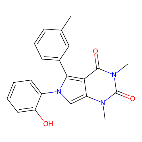 6-(2-hydroxyphenyl)-1,3-dimethyl-5-(3-methylphenyl)pyrrolo[3,4-d]pyrimidine-2,4-dione structure