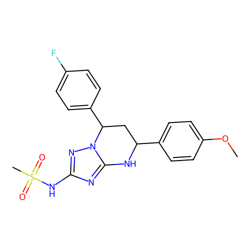 N-(7-(4-fluorophenyl)-5-(4-methoxyphenyl)-4,5,6,7-tetrahydro-[1,2,4]triazolo[1,5-a]pyrimidin-2-yl)methanesulfonamide structure