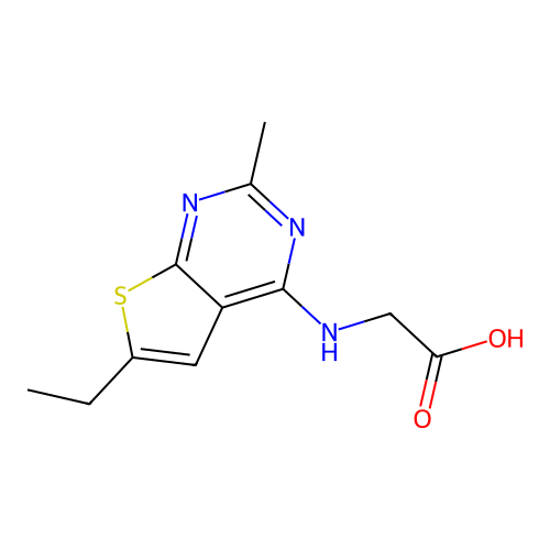 2-((6-Ethyl-2-methylthieno[2,3-d]pyrimidin-4-yl)amino)acetic acid structure