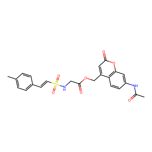 (7-acetamido-2-oxo-2H-chromen-4-yl)methyl 2-[2-(4-methylphenyl)ethenesulfonamido]acetate structure
