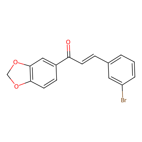 (E)-1-(1,3-benzodioxol-5-yl)-3-(3-bromophenyl)prop-2-en-1-one structure