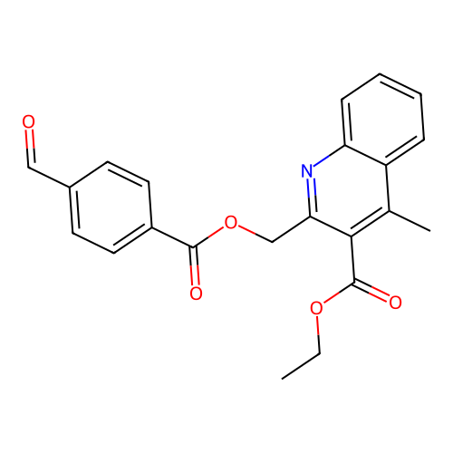 Ethyl 2-[(4-formylbenzoyl)oxymethyl]-4-methylquinoline-3-carboxylate structure