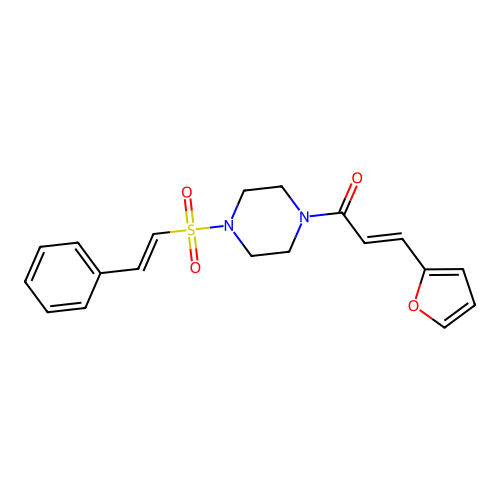 3-(Furan-2-yl)-1-[4-(2-phenylethenesulfonyl)piperazin-1-yl]prop-2-en-1-one structure