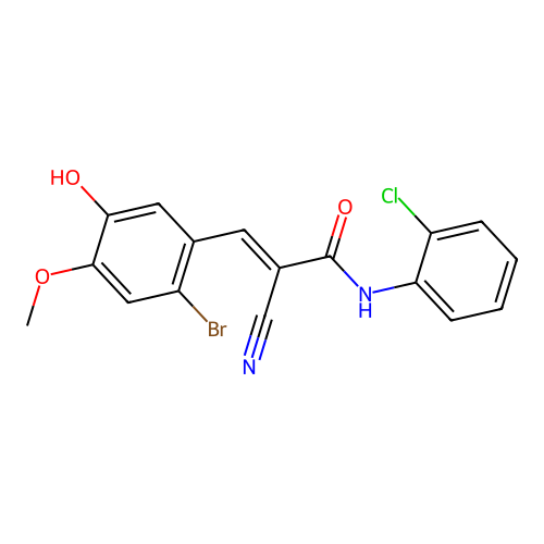 (E)-3-(2-bromo-5-hydroxy-4-methoxyphenyl)-N-(2-chlorophenyl)-2-cyanoprop-2-enamide structure