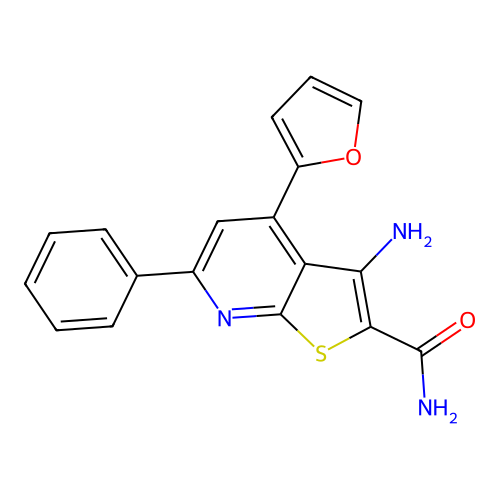 3-Amino-4-(furan-2-yl)-6-phenylthieno[2,3-b]pyridine-2-carboxamide structure