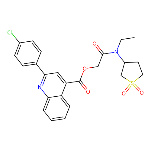 [2-[(1,1-dioxothiolan-3-yl)-ethylamino]-2-oxoethyl] 2-(4-chlorophenyl)quinoline-4-carboxylate structure