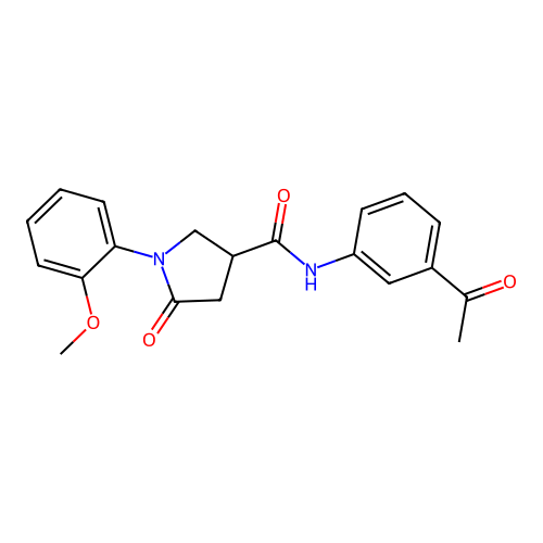 N-(3-acetylphenyl)-1-(2-methoxyphenyl)-5-oxopyrrolidine-3-carboxamide structure