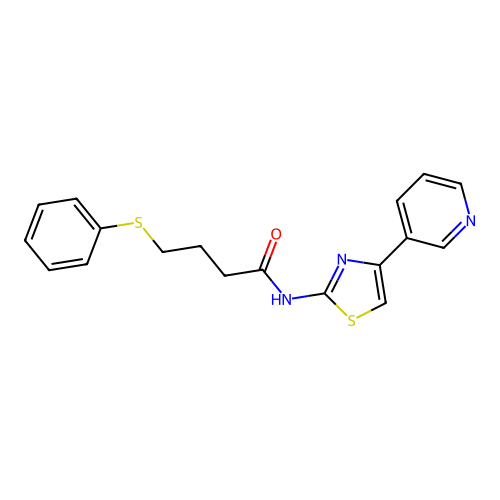 4-(phenylthio)-N-(4-(pyridin-3-yl)thiazol-2-yl)butanamide structure