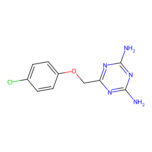 6-((4-Chlorophenoxy)methyl)-1,3,5-triazine-2,4-diamine structure