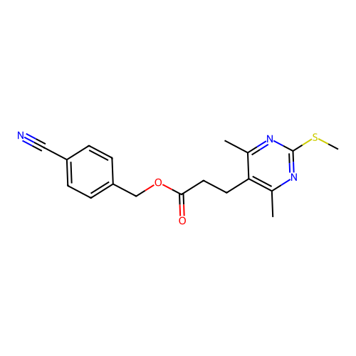 (4-cyanophenyl)methyl 3-(4,6-dimethyl-2-methylsulfanyl-pyrimidin-5-yl)propanoate structure
