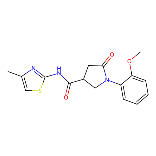 1-(2-methoxyphenyl)-N-(4-methylthiazol-2-yl)-5-oxopyrrolidine-3-carboxamide structure
