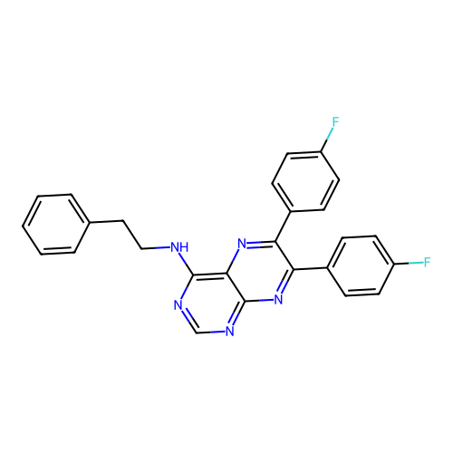 6,7-bis(4-fluorophenyl)-N-phenethyl-pteridin-4-amine structure