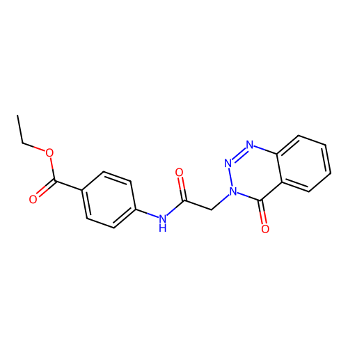 ethyl 4-{[(4-oxo-1,2,3-benzotriazin-3(4H)-yl)acetyl]amino}benzoate structure