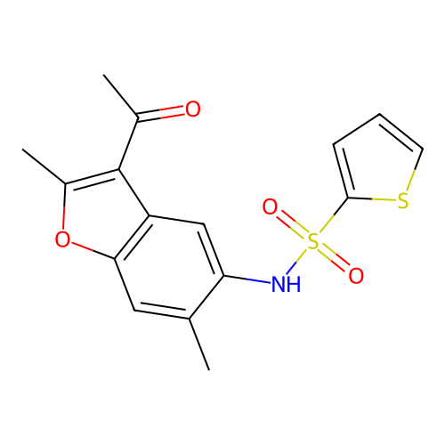 N-(3-acetyl-2,6-dimethyl-1-benzofuran-5-yl)thiophene-2-sulfonamide structure