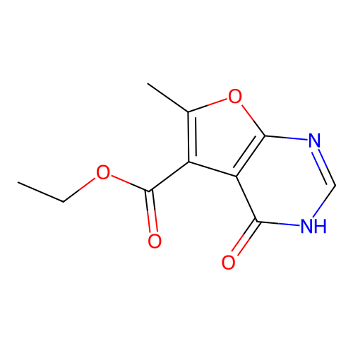 ethyl 6-methyl-4-oxo-1H,4H-furo[2,3-d]pyrimidine-5-carboxylate structure