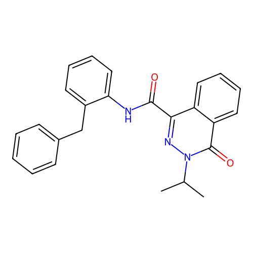 3,4-Dihydro-3-(1-methylethyl)-4-oxo-N-[2-(phenylmethyl)phenyl]-1-phthalazinecarboxamide structure