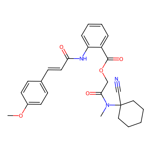 [(1-cyanocyclohexyl)(methyl)carbamoyl]methyl 2-[3-(4-methoxyphenyl)prop-2-enamido]benzoate structure