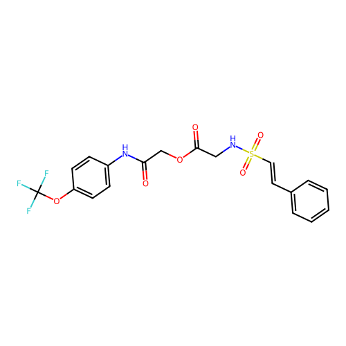 [2-oxo-2-[4-(trifluoromethoxy)anilino]ethyl] 2-[[(E)-2-phenylethenyl]sulfonylamino]acetate structure
