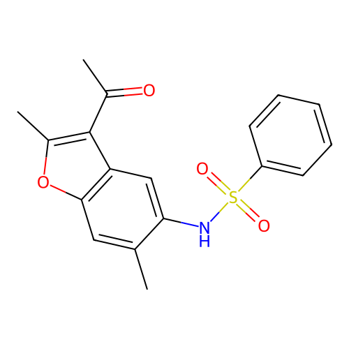 N-(3-acetyl-2,6-dimethyl-1-benzofuran-5-yl)benzenesulfonamide structure