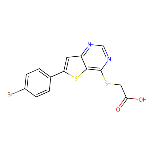 2-((6-(4-Bromophenyl)thieno[3,2-d]pyrimidin-4-yl)thio)acetic acid structure