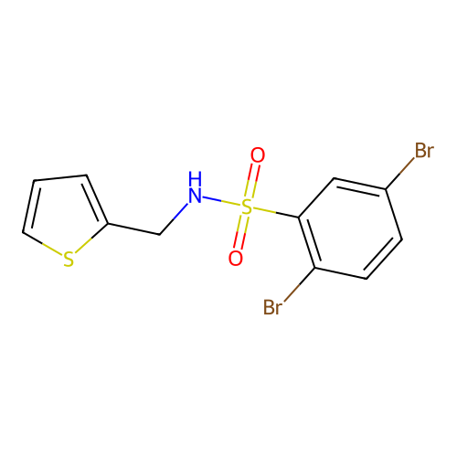 2,5-dibromo-N-(thiophen-2-ylmethyl)benzenesulfonamide structure