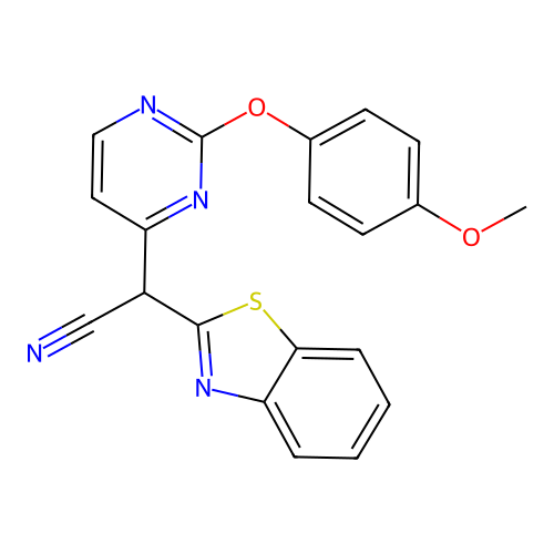 1,3-Benzothiazol-2-yl[2-(4-methoxyphenoxy)pyrimidin-4-yl]acetonitrile structure