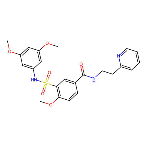 3-[(3,5-dimethoxyphenyl)sulfamoyl]-4-methoxy-N-(2-pyridin-2-ylethyl)benzamide structure