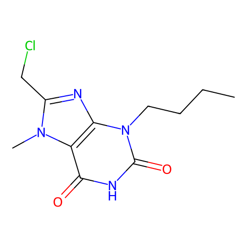 3-butyl-8-(chloromethyl)-7-methyl-2,3,6,7-tetrahydro-1H-purine-2,6-dione structure