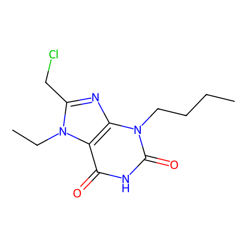 3-butyl-8-(chloromethyl)-7-ethyl-2,3,6,7-tetrahydro-1H-purine-2,6-dione structure