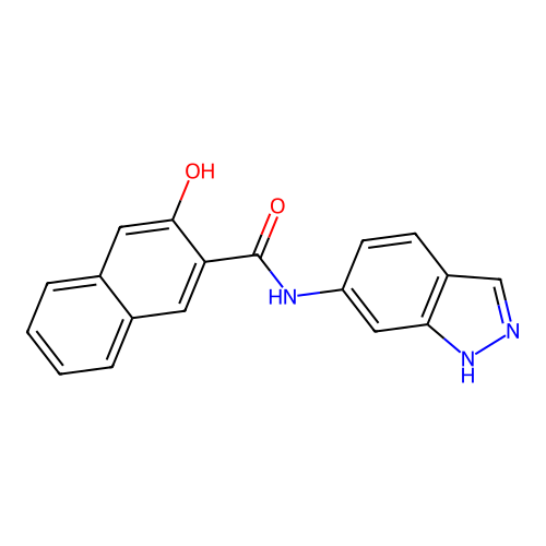 3-Hydroxy-N-1H-indazol-6-ylnaphthalene-2-carboxamide structure