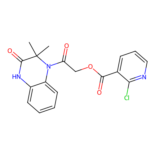 [2-(2,2-dimethyl-3-oxo-4H-quinoxalin-1-yl)-2-oxoethyl] 2-chloropyridine-3-carboxylate structure