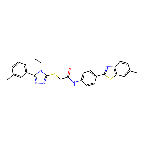 2-{[4-ethyl-5-(3-methylphenyl)-4H-1,2,4-triazol-3-yl]sulfanyl}-N-[4-(6-methyl-1,3-benzothiazol-2-yl)phenyl]acetamide structure