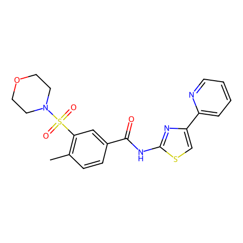 4-Methyl-3-(morpholine-4-sulfonyl)-N-[4-(pyridin-2-yl)-1,3-thiazol-2-yl]benzamide structure