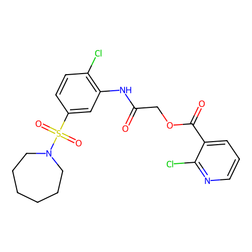 [2-[5-(azepan-1-ylsulfonyl)-2-chloroanilino]-2-oxoethyl] 2-chloropyridine-3-carboxylate structure