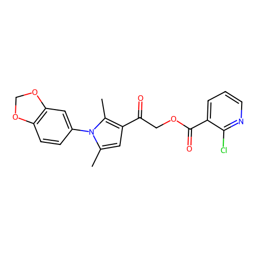 [2-[1-(1,3-benzodioxol-5-yl)-2,5-dimethylpyrrol-3-yl]-2-oxoethyl] 2-chloropyridine-3-carboxylate structure