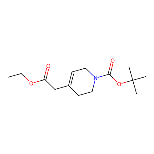 Ethyl 1-((1,1-dimethylethoxy)carbonyl)-3,6-dihydro-4(2H)-pyridineacetate structure