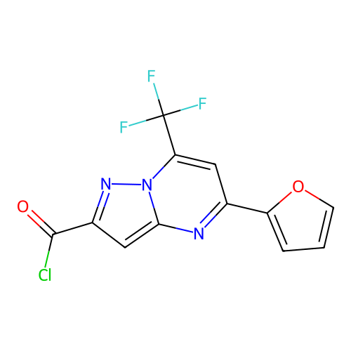 5-(Furan-2-yl)-7-(trifluoromethyl)pyrazolo[1,5-a]pyrimidine-2-carbonyl chloride structure