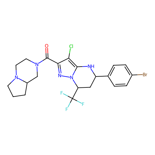 [5-(4-bromophenyl)-3-chloro-7-(trifluoromethyl)-4,5,6,7-tetrahydropyrazolo[1,5-a]pyrimidin-2-yl](hexahydropyrrolo[1,2-a]pyrazin-2(1H)-yl)methanone structure