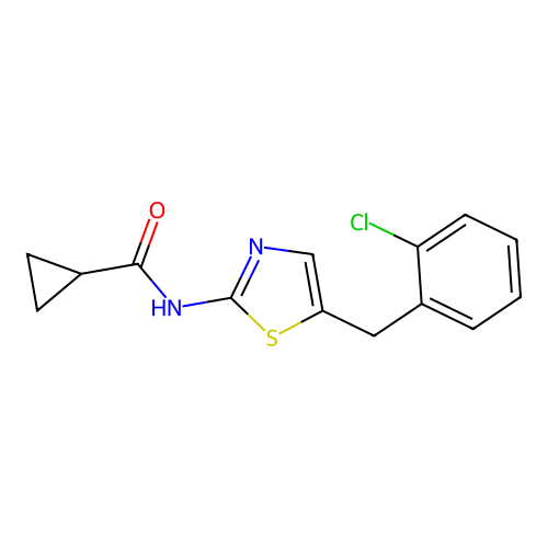 N-[5-(2-chlorobenzyl)-1,3-thiazol-2-yl]cyclopropanecarboxamide structure