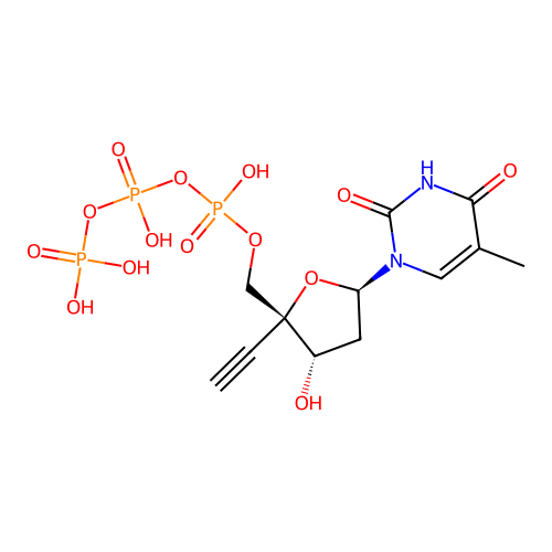 Thymidine 5'-(tetrahydrogen triphosphate), 4'-C-ethylnyl- structure