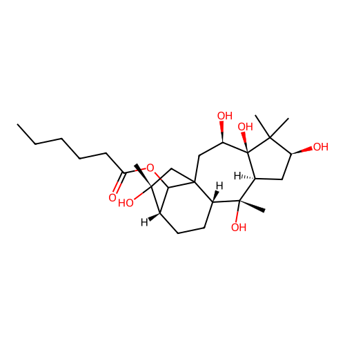 3,5,6,10,16-Pentahydroxygrayanotoxan-14-yl hexanoate structure