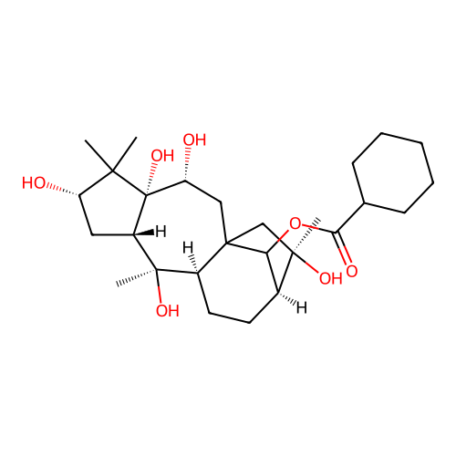 3,5,6,10,16-Pentahydroxygrayanotoxan-14-yl cyclohexanecarboxylate structure